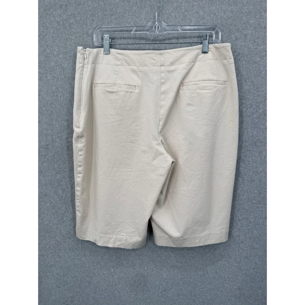 Talbots Heritage Shorts‎ Women 14 Beige Bermuda Stretch Seam Detail Side Zip